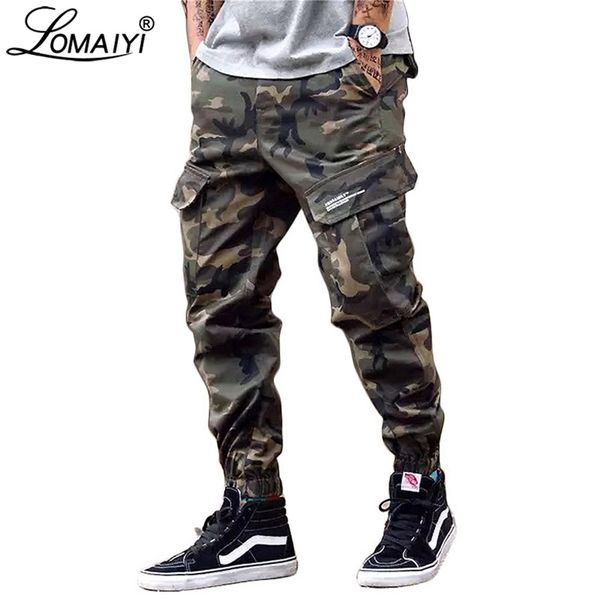 

lomaiyi camo joggers men cargo pants mens military black/camouflage pure cotton men's trousers with pockets bm305 210715