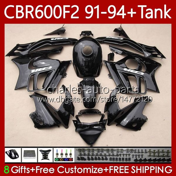 Corpo + Tanque para Honda CBR 600F2 600 F2 CC 600FS 91 92 93 94 Bodywork 63No.38 CBR600 FS CBR600F2 CBR600FS 1991 1992 1993 1994 CBR600-F2 600CC 91-94 Fairings Kit Black