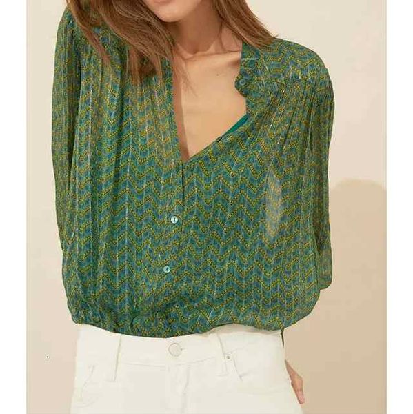 

shirt 2021 spring gold line long-sleeved casual women blouse 6rl0, White