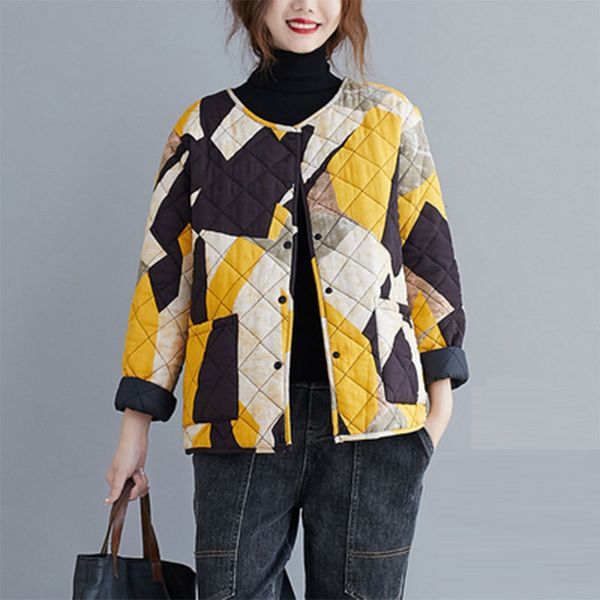 

women's jackets spring autumn arts style women long sleeve o-neck single breasted short coat vintage argyle cotton loose s63 ersx, Black;brown