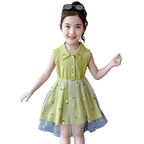 

dresses for girls mesh party floral pattern child summer clothes 210528, Red;yellow