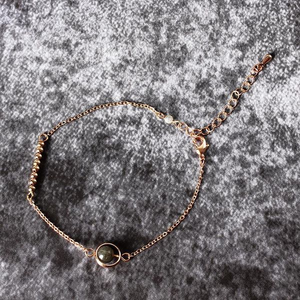 

charm bracelets fashion female dark green metal round beads simple bracelet hand jewelry holiday gift accessories, Golden;silver