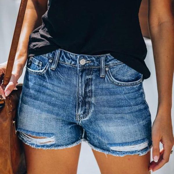 

women's summer shorts denim jeans high-waist skinny fit stretchy cotton ripped hole girl casual short, White;black