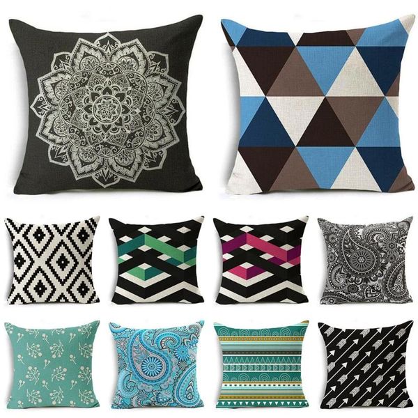 

cushion/decorative pillow 18" moroccan geometric & bohemian linen cotton case sofa living room square cushion cover