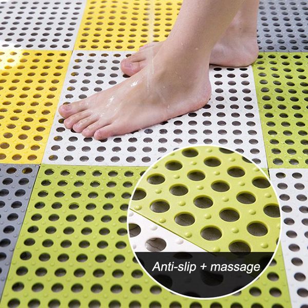 

bath mats cuttable soft pvc non-slip tile splicing waterproof mat drain pool shower kitchen cushion 30x30cm tb sale