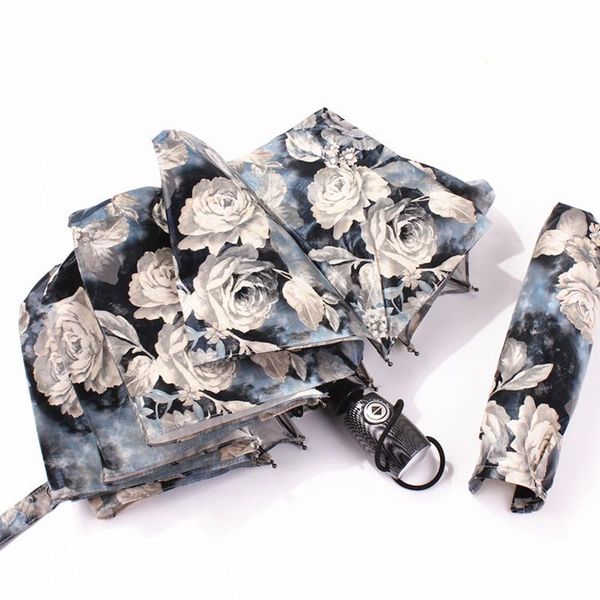 

umbrellas automatic folding flower umbrella rain women three customized female tools unique parasol