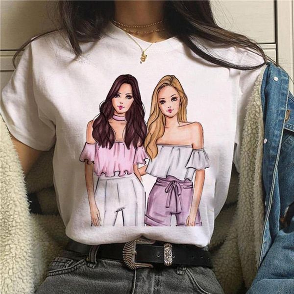 

friend summer casual tee fashion womens t shirt 90s harajuku graphic short sleeve, White