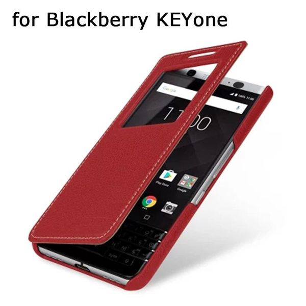 

genuine leather case for keyone window view flip phone cover shell skin key one press bag cell cases