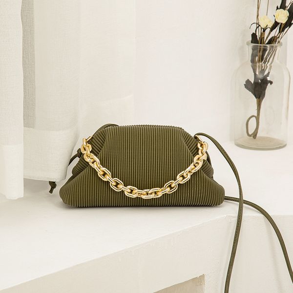 

70% factory store 2021 chain cloud bag fashion solid color wrinkled dumpling single shoulder oblique span bag