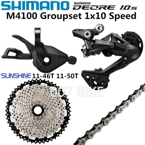

bike derailleurs deore m4100 groupset mountain 1x10-speed 42t 46t 50t sl+rd+sunshine+hg54 shift m4120 m5120 rear derailleur