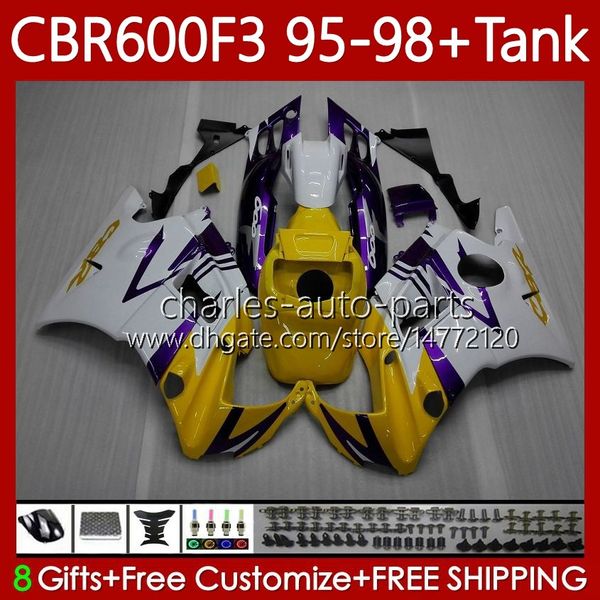 Corpo + Tanque para Honda CBR 600F3 600 F3 CC 600FS 97 98 95 96 Brilhante Carroçaria Amarela 64No.20 CBR600 FS CBR600F3 CBR600FS 1997 1998 1995 1996 CBR600-F3 600cc 95-98 Fairings Kit