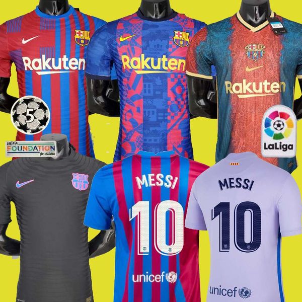 

player version barcelona soccer jersey 21 22 barca fc camiseta de futbol messi kun aguero 2021 2022 ansu fati griezmann f.de jong countinho, Black;yellow