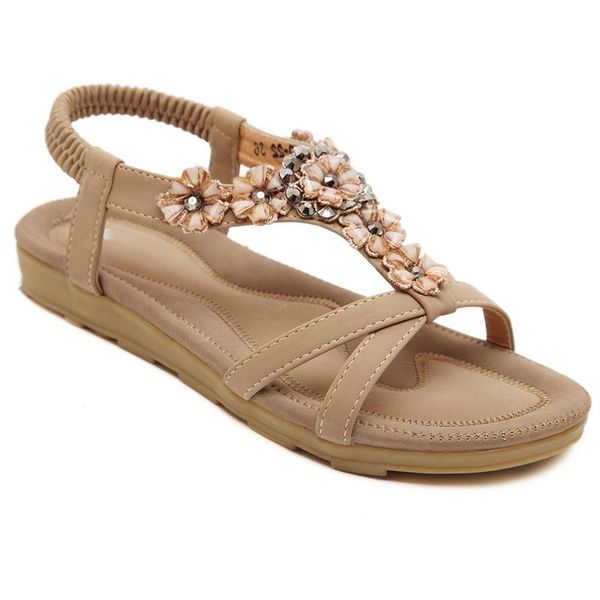 

sandals flat comfortable bohemian flower ladies slippers retro shoes beach women's summer, Black