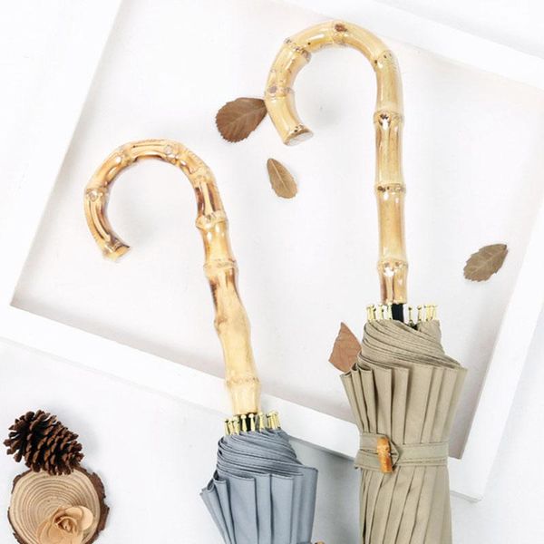 

umbrellas creative women and men retro long-handle bamboo handle umbrella windproof sunny rainy paraguas umbrellla for