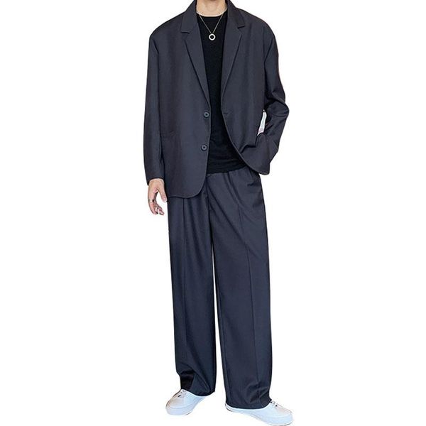 

men's suits & blazers korean streetwear hip hop fashion casual blazer suit jacket men loose trendy chic coat male harajuku overcoat, White;black