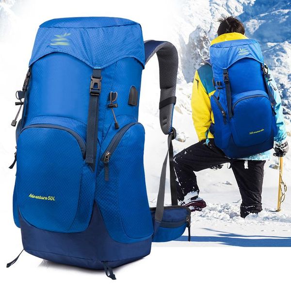 

backpack men women waterproof climbing rain cover 50l large capacity outdoor travel sports hiking camping pack