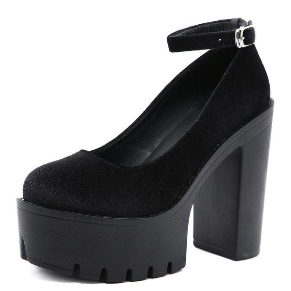 

dress shoes 2021 big size 42 brand classic vintage great quality office lady square heels platform woman chunky footwear in black