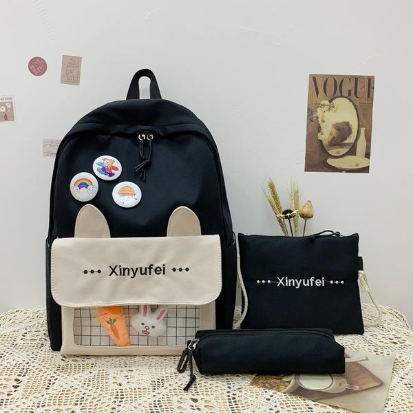 

school bags backpack 3 piece set high for teenage girl 2021 canvas fashion travel women bookbags teen student schoolbag