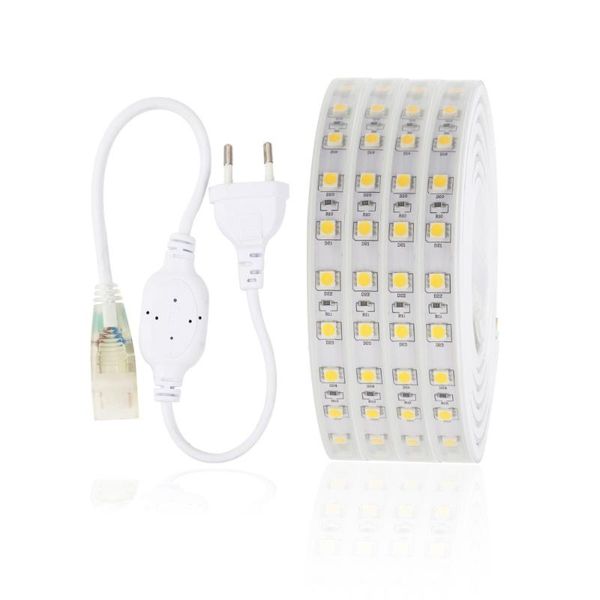 

flexible strip light 220v 60leds/m diode tape waterproof ledstrip white/warm white lamp stripe for room decor jq strips led