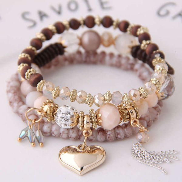 

bracelets bohemian for beaded women 6 colors multilayer stretch stackable bracelet set multicolor jewelry bangle christmas gift, Golden;silver