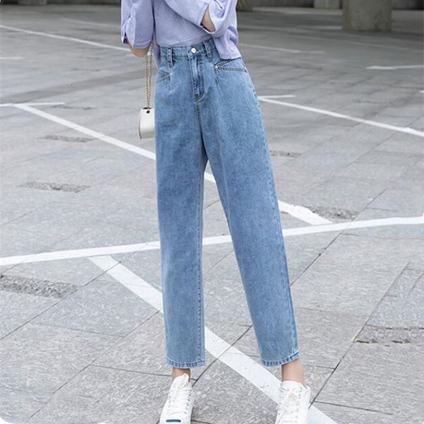 

women's jeans jeans high-legged, blue streetwear vintage fashion harajuku slacks straight r12q