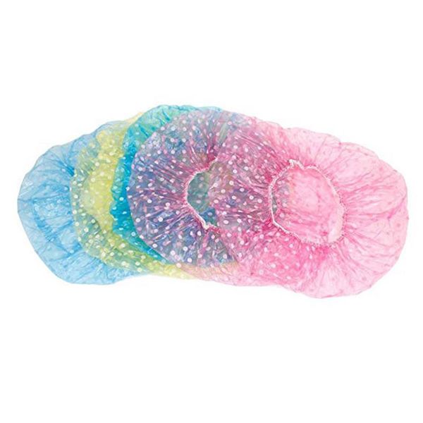 

shower caps 6pcs clear disposable plastic large elastic thick bath beanie women spa bathing accessory