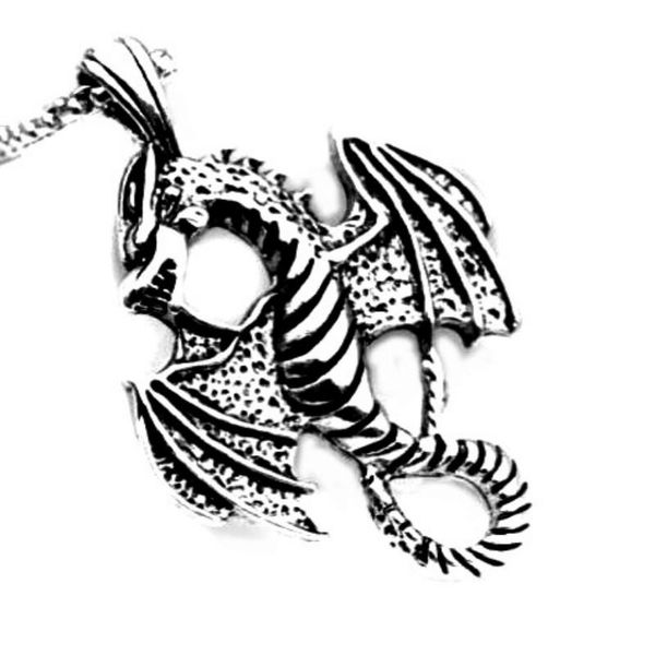 

pendant necklaces titanium steel flame dragon men's personality jewelry gothic vintage necklace banquet wedding gift boy, Silver
