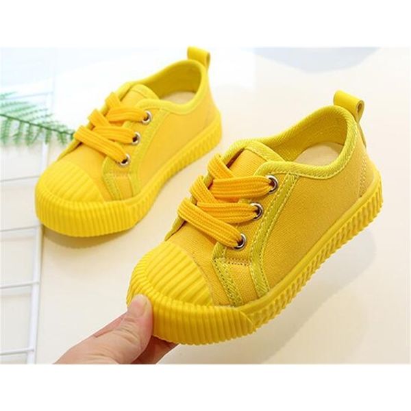 

boys canvas shoes sneakers girls tennis lace-up kids footwear toddler bright yellow chaussure zapato casual sandq baby 211022, Black
