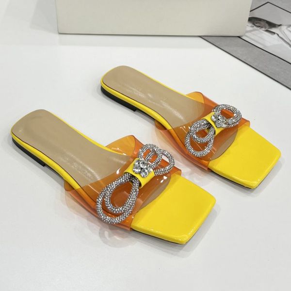 

2022 women slippers designer ladies scuffs outdoor beach sandals crystal bow flat casual slippers, Black