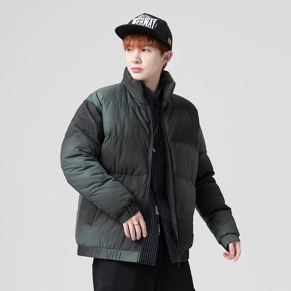 

men's down & parkas 2021 winter fashion jacket men casual bubble jackets cotton padded coat stand collar slim fit outwear thick warm b3, Black