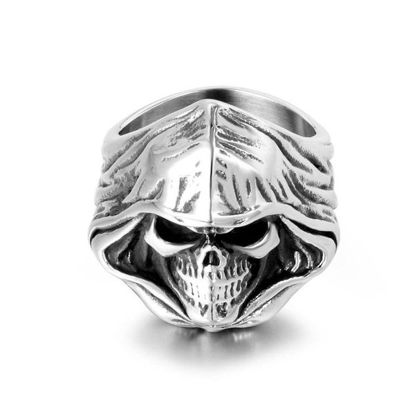 

cluster rings men stainless steel skull ring fashion signet-ring jewelry 2021 accessories wholesale gothic shawl silver, Golden;silver