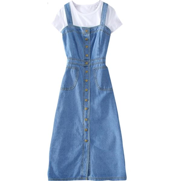 

casual dresses spring summer women denim sundress blue slim sunspender jeans dress a-line buttons party vestidos a37k, Black;gray