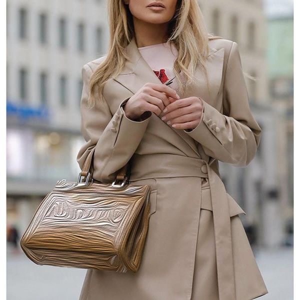 

fashion notched faux leather blazers women elegant collected waisted jackets office lady single button suits ladies women's, White;black