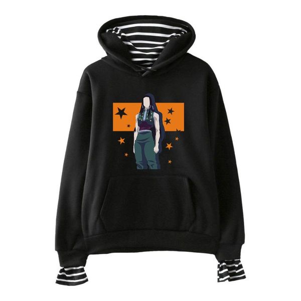 

men's hoodies & sweatshirts anime hxh x hisoka fake two piece women men harajuku hip hop sweatshirt fashion casual streetwear clothes, Black