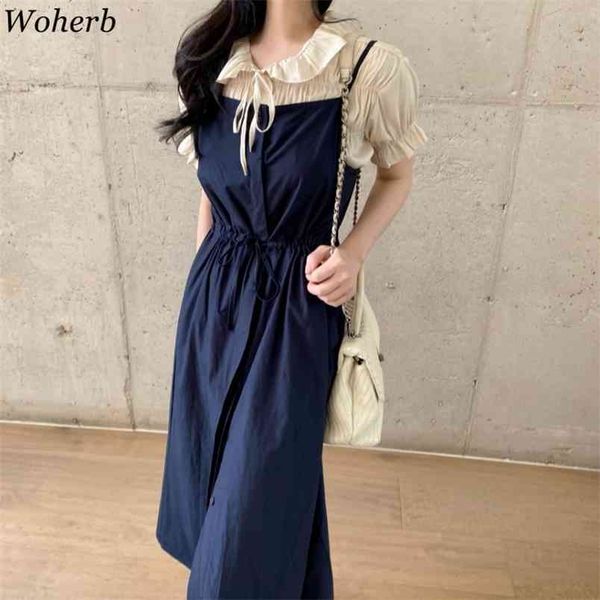 

suspender dress women single breasted lace-up slim waist midi vestidos korean fashion sleeveless elegant sling dresses 210519, Black;gray
