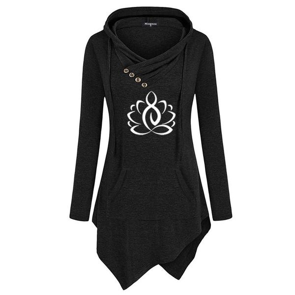 

casual dresses lotus buddhist meditation relaxation print women long sleeve funny pullover hoodies sweatshirts woman gift girls clothing, Black;gray
