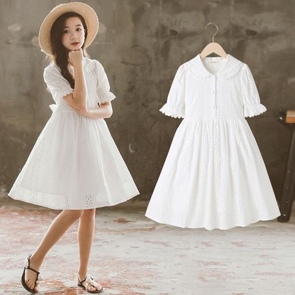 Teen Girls Princess платье 2021 летние студент белые цветочные детские платья для одежды детские костюм 12 13 лет девушка