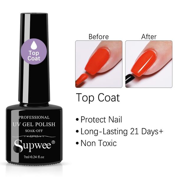 

nail gel supwee 7ml polish coat uv lamp soak off reinforce long lasting art manicure varnish primer, Red;pink