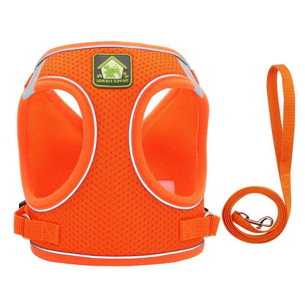 

dog collars & leashes reflective cat harness vest adjustable walking lead leash for puppy dogs collar polyester mesh small medium pet