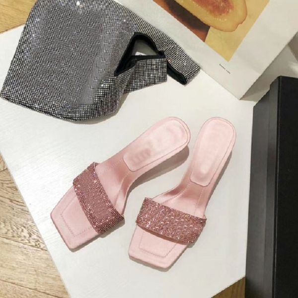 

slippers temperament shoes women's diamond leather slippers fashion indoor bathroom beach sandals size 35-40 50xz, Black
