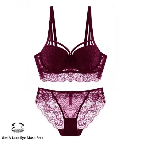 

bras sets cyhwr lace floral brassiere adjusted-straps underwear for women push up bra, Red;black