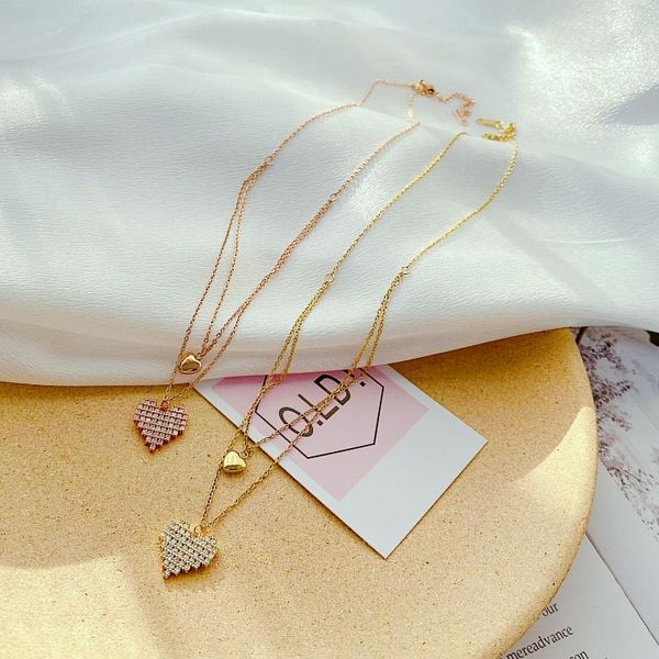 

pendant necklaces stainless steel men women pendants chain love zircon heart for girlfriend lovers jewelry creativity gift wholesale, Silver