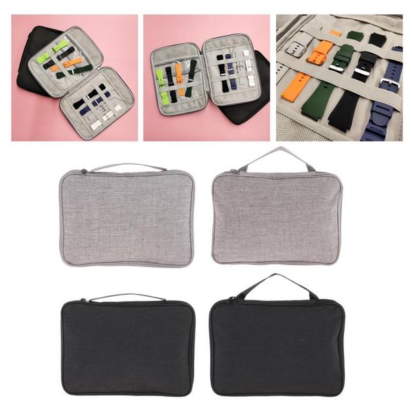 

watch boxes & cases portable strap storage bag travel band carrying case, expandable, Black;blue