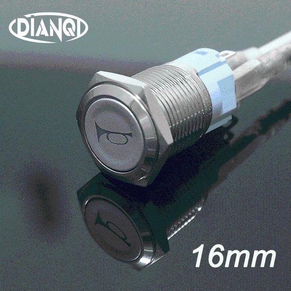 

smart home control 1pc 16mm silver momentary/latching push button switch with illuminated horn symbol high quality