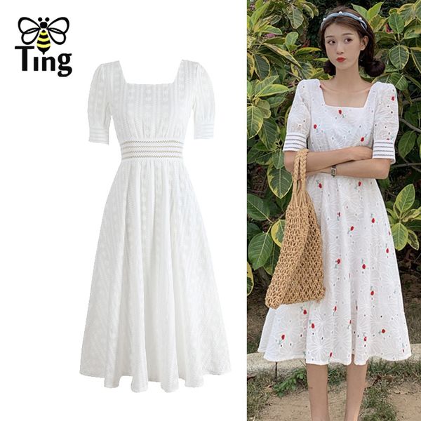 

sweet girl young lady embroidery high waist casual dress summer street chic fashion a line dresses elbise white kawaii 210513, Black;gray