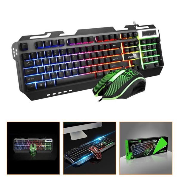 

keyboard mouse combos 1 set usb wired and rgb lighting metal backlit gaming