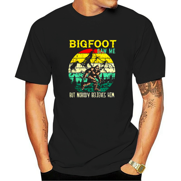 

men's t-shirts summer 2021 fashion print cotton t shirt bigfoot saw me guality loose casual round neck short sleeves for men and women, White;black