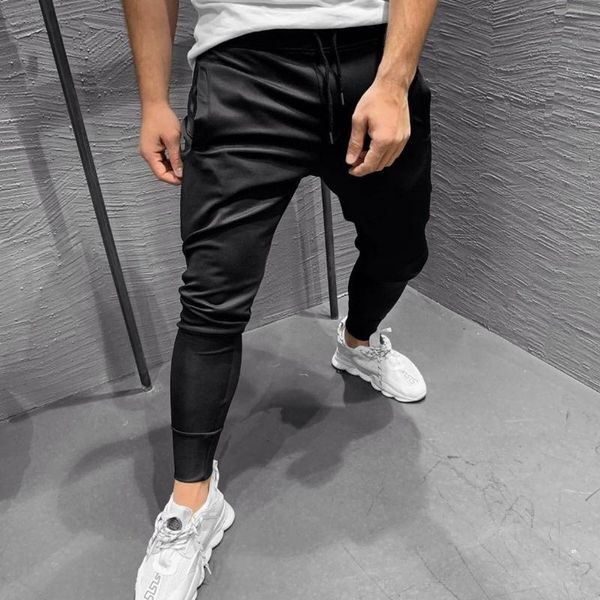 

men's pants 2021 summer jogging muscle fashion trend fitness casual slim stretch running, Black