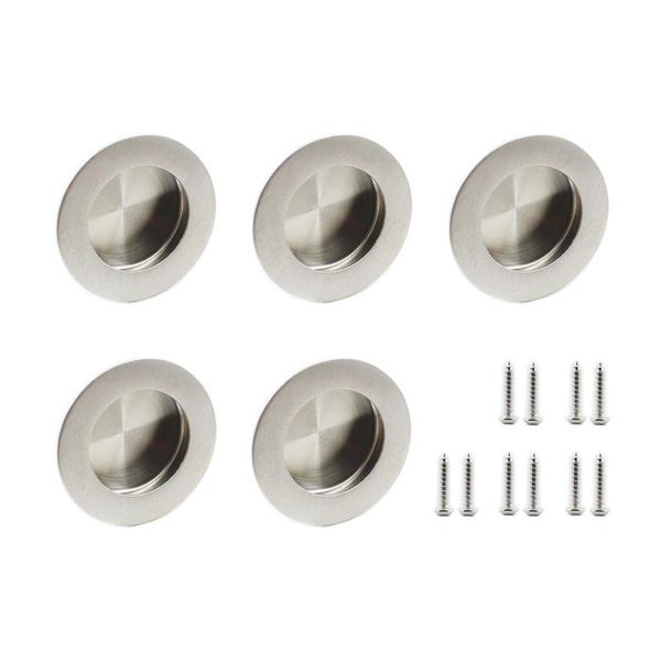

handles & pulls 5 pack flush pull closet door hardware finger pull, recessed kitchen cabinet pulls, round handle dia 50mm