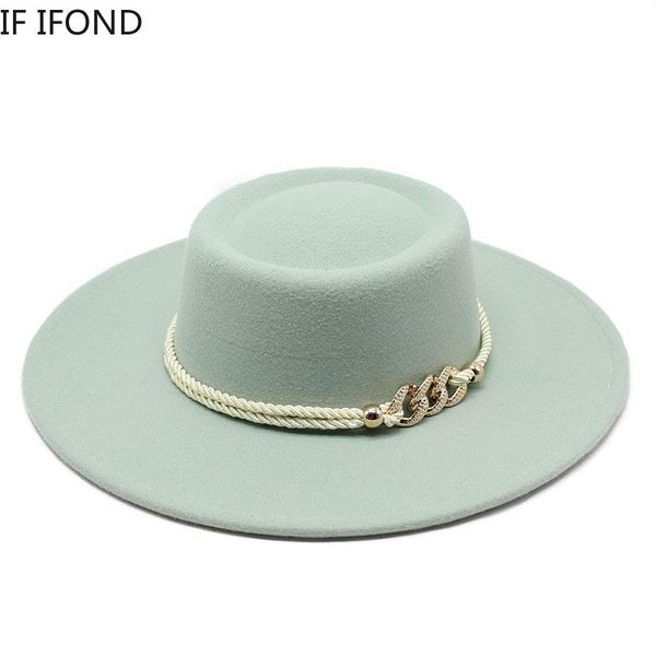 

wide brim hats women 8.5cm simple hat winter solid felt fedoras for men, Blue;gray